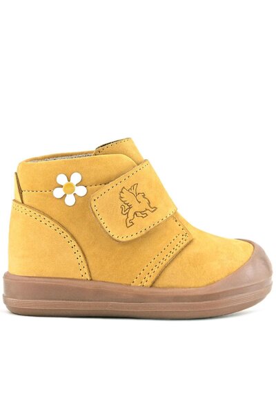 Rakerplus Yoohoo Genuine Leather Yellow Velcro Daisy Detailed Unisex Baby Boots