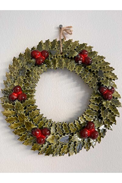 GÜLDANE SANAT ATÖLYESİ EL YAPIMI KOKİNALI SERAMİK ÇELENK DUVAR VEYA MASA DEKORU