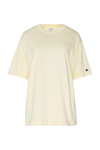 Champion Γυναικείο T-shirt από 100% βαμβάκι σε παστέλ κίτρινο χρώμα, μέγεθος S