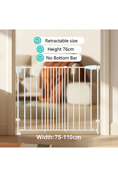 YESMAX بوابة أطفال قابلة للتعديل بطول 75-110 سم للاستخدام على السلالم/الأبواب، بوابات أمان للحيوانات الأليفة، تفتح في اتجاهين