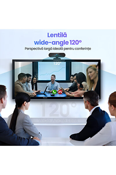 OEM Camera Web Full HD 1080P, Auto-Focus, Microfon, Unghi 120°, 360°, USB Plug Play, Trepied, Streaming