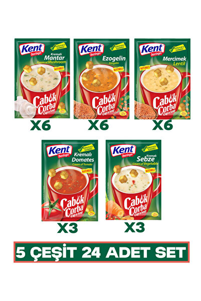 Kent Boringer Çabuk Çorba Seti Kutusu İle 5 Çeşit 24 Adet