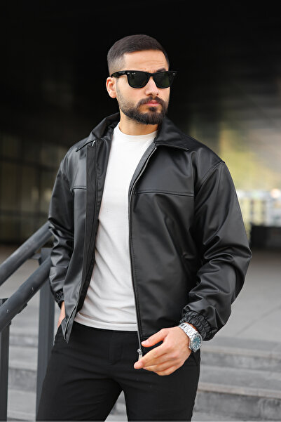 BASEL.CO Oversized Vintage Iconic Leather Jacket
