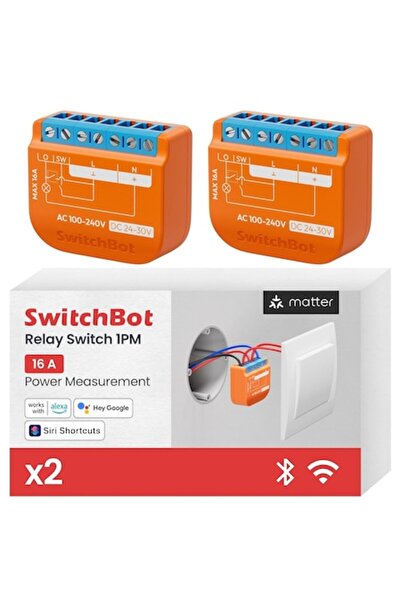 SwitchBot Set of 2 smart relays, Bluetooth & Wi‑Fi 2.4GHz, 16A, compatible with Alexa/Apple Home/Google Home