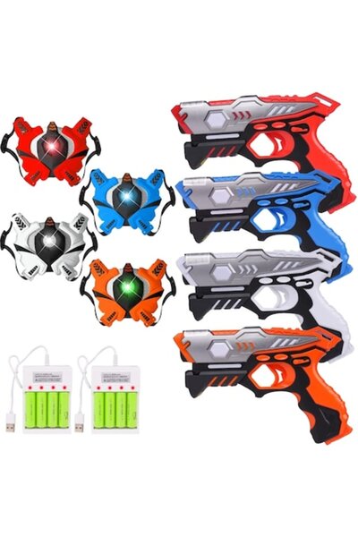 VATOS Infrared Laser Tag Set 4 Guns, 4 Vests, 8 Rechargeable Batteries, 2 USB Chargers