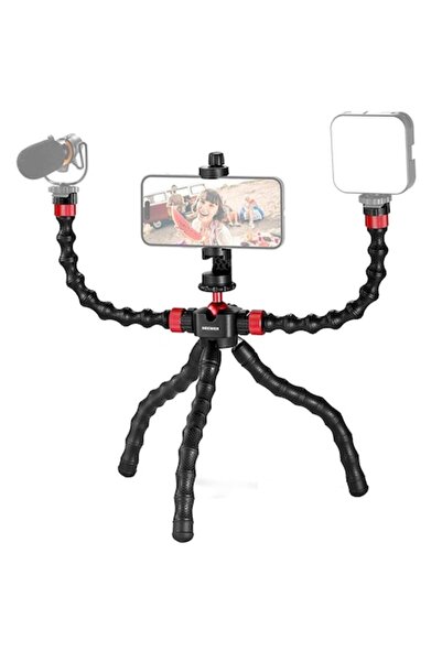 NEEWER Trepied flexibil cu 2 brațe detașabile, suport pentru încărcător, telecomandă Bluetooth, cap sferic, 2 kg