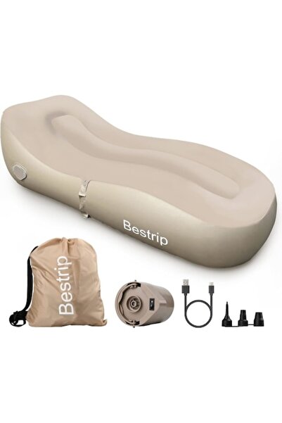 BESTRIP Inflatable Lounger with Built-in Pump, 170x80x55 cm, Brown
