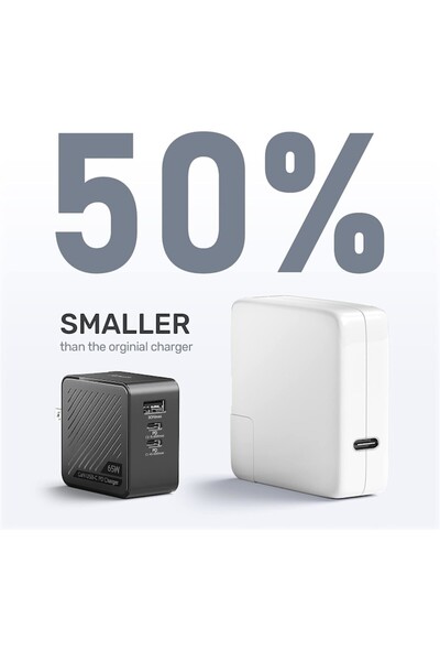 Alxum 65W 3-Port Wall Charger with Fast PD USB-C and USB Port for MacBook, Laptop, Tablet, Mobile De