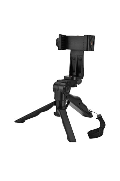 LET Portable phone tripod, adjustable smartphone holder, compact and foldable, black