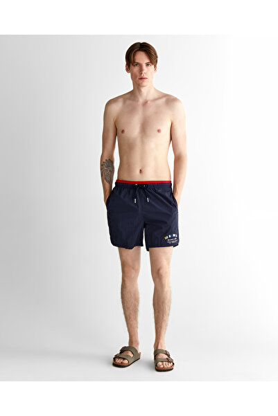 Gant Erkek Lacivert Regular Fit Logolu Mayo Şort