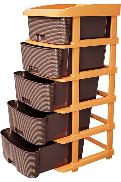 TEX-RO منظم أدراج بلاستيكي قابل للتعديل، مكون من 5 طبقات - بني