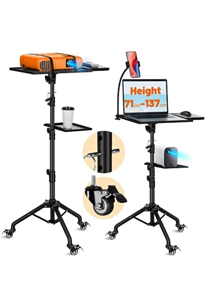 CAHAYA Suport mobil pentru proiector/laptop, reglabil 71-137 cm, roți, suport...