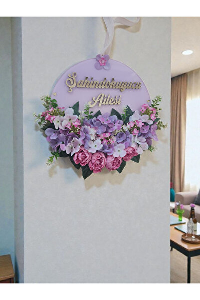 buketiket Kişiye Özel Bol Çiçekli Aile Soyad Kapı Süsü Hoşgeldiniz Kapı Süsü