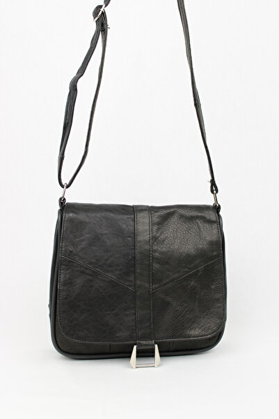 mossi Genuine Leather Black Flap Women's Shoulder & Crossbody Bag – Classic and Stylish Everyday Model