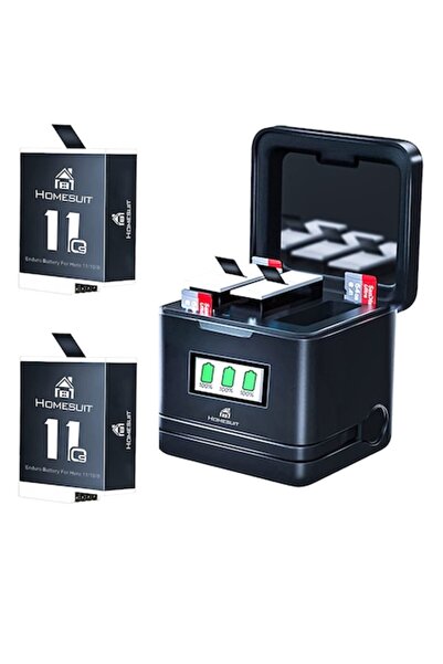 Homesuit Baterii Enduro cu 2 bucăți, 1800 mAh, cu încărcător cu 3 canale și e...