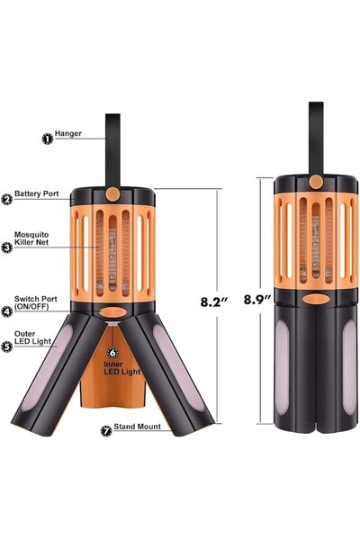 LET Portable IP67 waterproof UV insect lamp with LED for mosquitoes - indoor/outdoor, camping