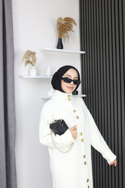 sorisso Πλεκτό φόρεμα, μακρύ, με λεπτομέρεια με κουμπιά