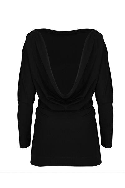 La Sarta Orlina Backless Jersey Black Dress