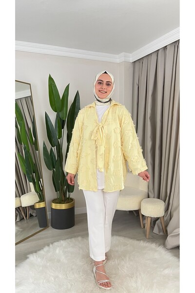 Thebomb Seli̇n Tie-Up Linen Shirt