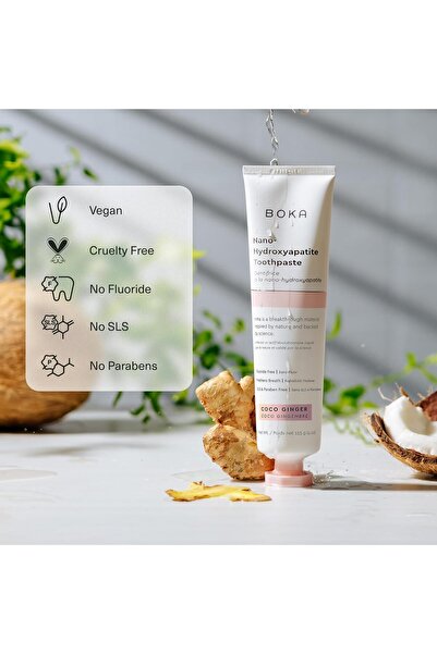 BOKA PINPOXE Coco Ginger Toothpaste - Nano-Hydroxyapatite, Fluoride-Free, 4 oz