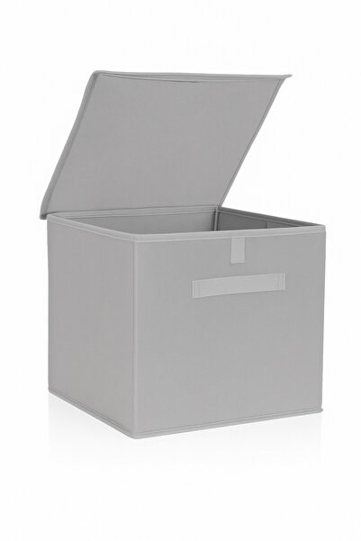HomyJRs Gray Fabric Covered Storage Box Storage Organizer 30X30X30