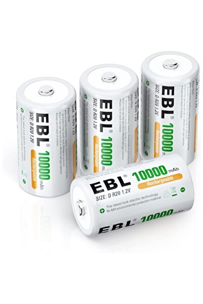 EBL Set de 4 baterii reîncărcabile D 10000 mAh 1.2 V Ni-MH cu protecție la de...