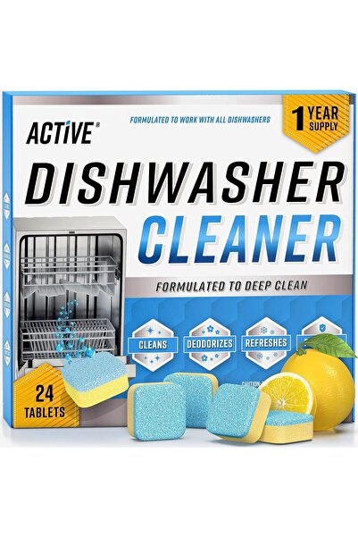 Active أقراص منظف ومعطر غسالة الأطباق - عبوة من ٢٤ قرصًا - مزيل ترسبات تنظيف ...