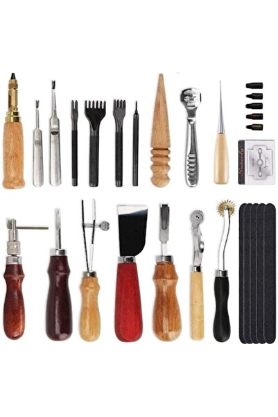 Malayas Professional 18-piece leatherworking tool set (hand punch, chisel, kn...