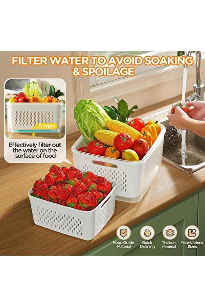 Arabest Food Storage Containers - 4 Pack with Removable Colanders