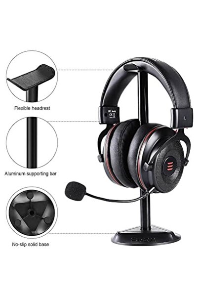 Eksa Suport pentru căști de gaming, cu bază antiderapantă, metal și silicon, 24,5x10,8x6,1 cm