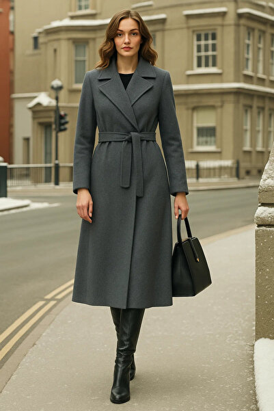 comstar Women's Double-Breasted Premium Smoked Cashmere Coat