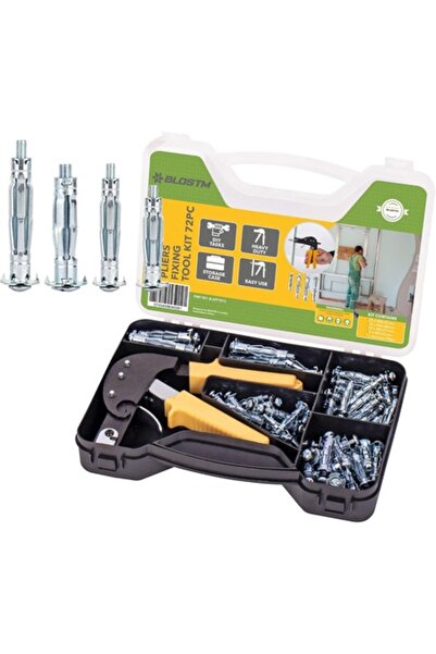 BLOSTM 72-piece cavity anchor & fastening tool set with mounting pliers and c...