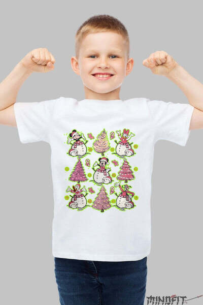 GILDAN Tricou De Craciun Copii Spiridusi Veseli Si Braduti Roz Baiat