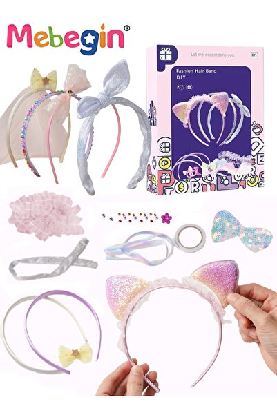 MEBEGIN مجموعة صنع عصابة رأس DIY مع خرز ملون وشريط فضي وملحقات أخرى، للأطفال ...