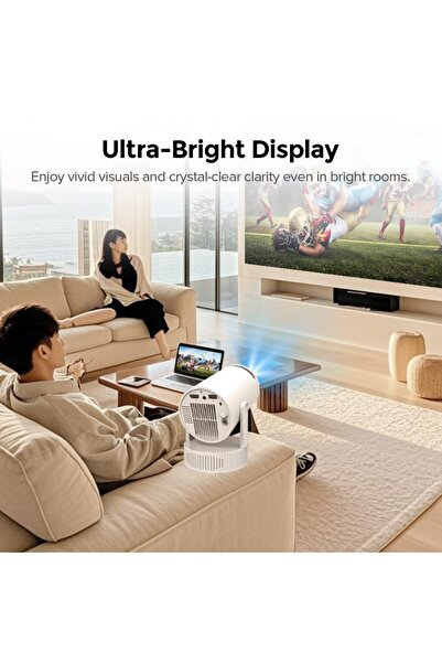 Wownect Mini Smart Projector |180 ANSI Lumens |12000mAh Battery | Android 13 | 4K Support |Auto Keystone