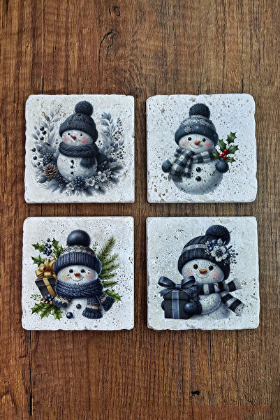 Begoloni Stone Decor حامل أكواب من الحجر الطبيعي - عيد الميلاد ورأس السنة الج...