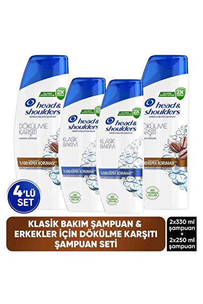 Head & Shoulders Klasik Bakım Etkili Şampuan 250ml x2, Erkekler için Dökülme ...