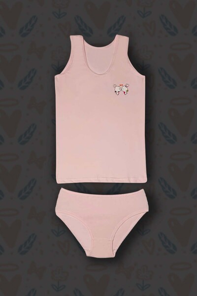 GRI MOR TEKSTIL 3-Piece Girl's Rabbit Printed Cotton Underwear Set