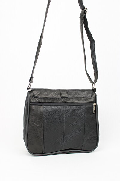 mossi Genuine Leather Black Flap Women's Shoulder & Crossbody Bag – Classic and Stylish Everyday Model