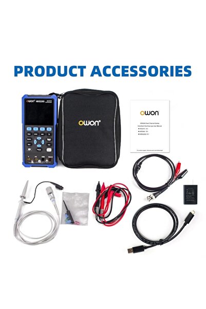 OWON Portable professional oscilloscope 200 MHz, 1 GSa/s, 10 mV10 V, 3.5" screen, 5200mAh, 20,000-coun
