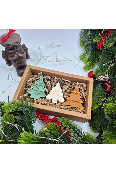 Creative Kappa Set of Tree Candles – 3 Colors, Soy Wax, Handmade, Christmas Gift