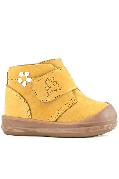 Rakerplus Yoohoo Genuine Leather Yellow Velcro Daisy Detailed Unisex Baby Boots