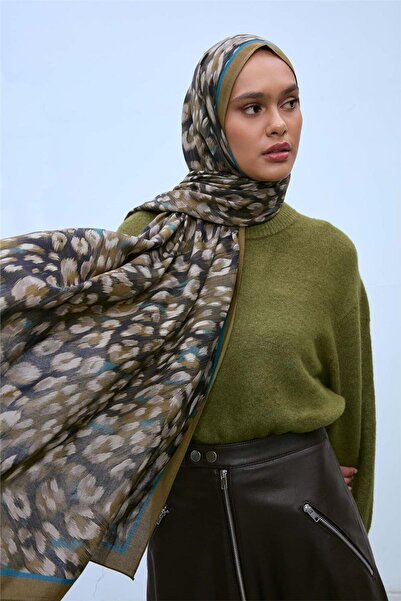 Silk Home Eco Viscose Leopard Shawl Henna Green Breathable Textured 90X200