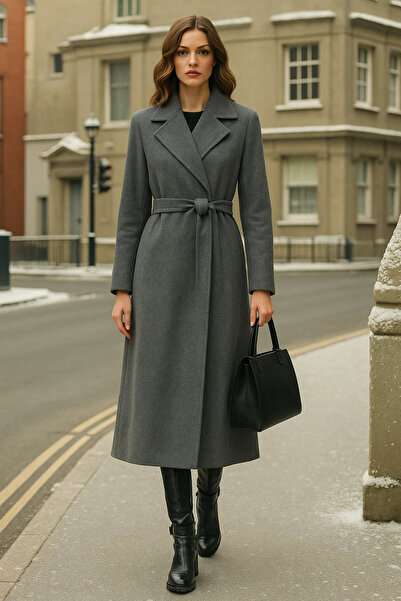 comstar Women's Double-Breasted Premium Smoked Cashmere Coat