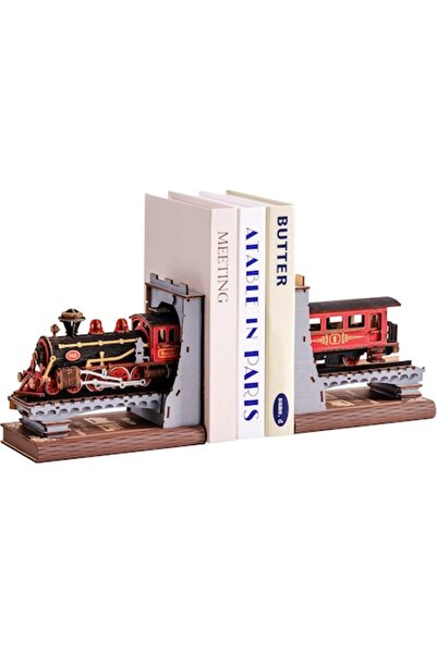 Rolife Puzzle 3D cu colț de carte, suport de cărți DIY tip tren în tunel, 313...