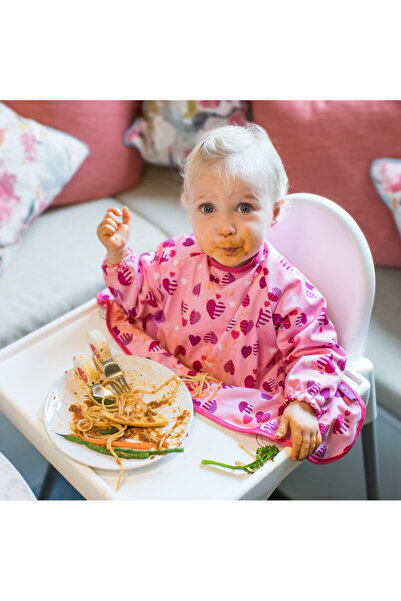 Tidy Tot Baveta cu maneci si ventuze - Inimioare