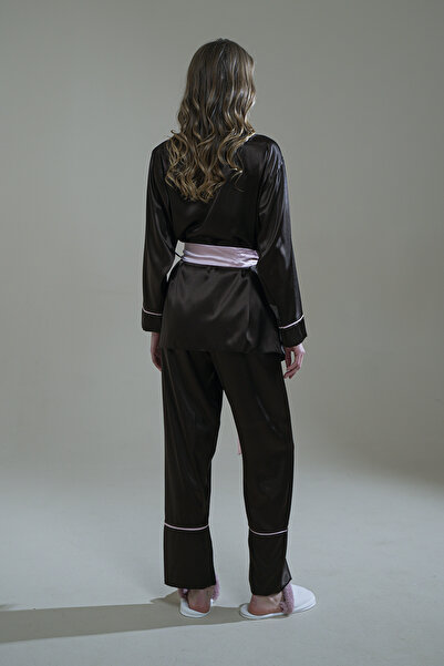 Mita Concept Aci Brown-Powder Mix Kimono-Trunks Set