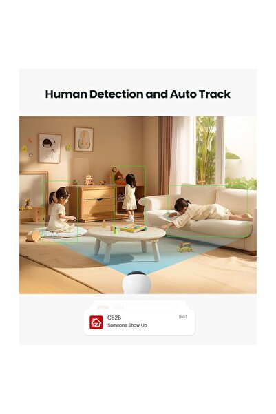 ZOSI Cameră de supraveghere WiFi pentru interior, lentilă dublă 2.4/5GHz, 3MP+3MP, detectare și urmărire a persoanelor prin inteligență artificială, bidirecțională