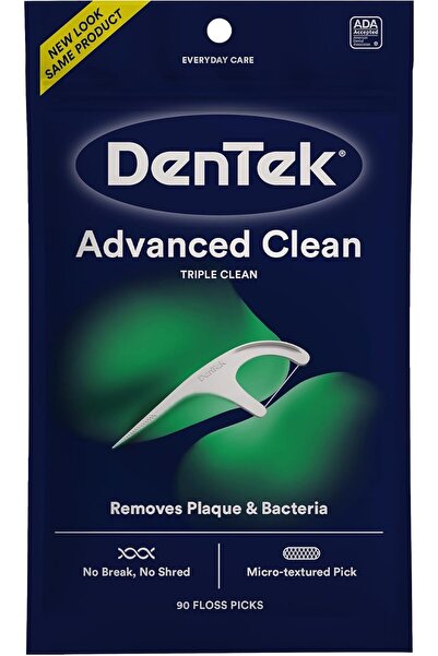 DENTEK أعواد خيط تنظيف الأسنان ثلاثية التنظيف - 90 قطعة