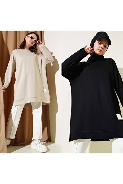 By Kuzey Aras Hijab Crystal Premium Modal Fabric Crew Neck Tunic